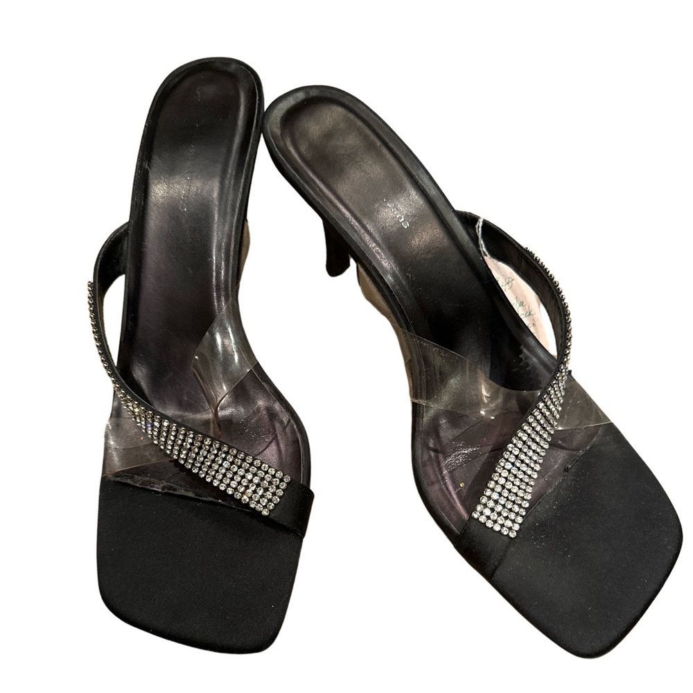 Vintage Dee Dee Size Shoes  10 2 1/2” heels with Rhinestone and Clear Straps